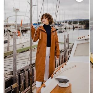 Women's Tan Hooded Raincoat